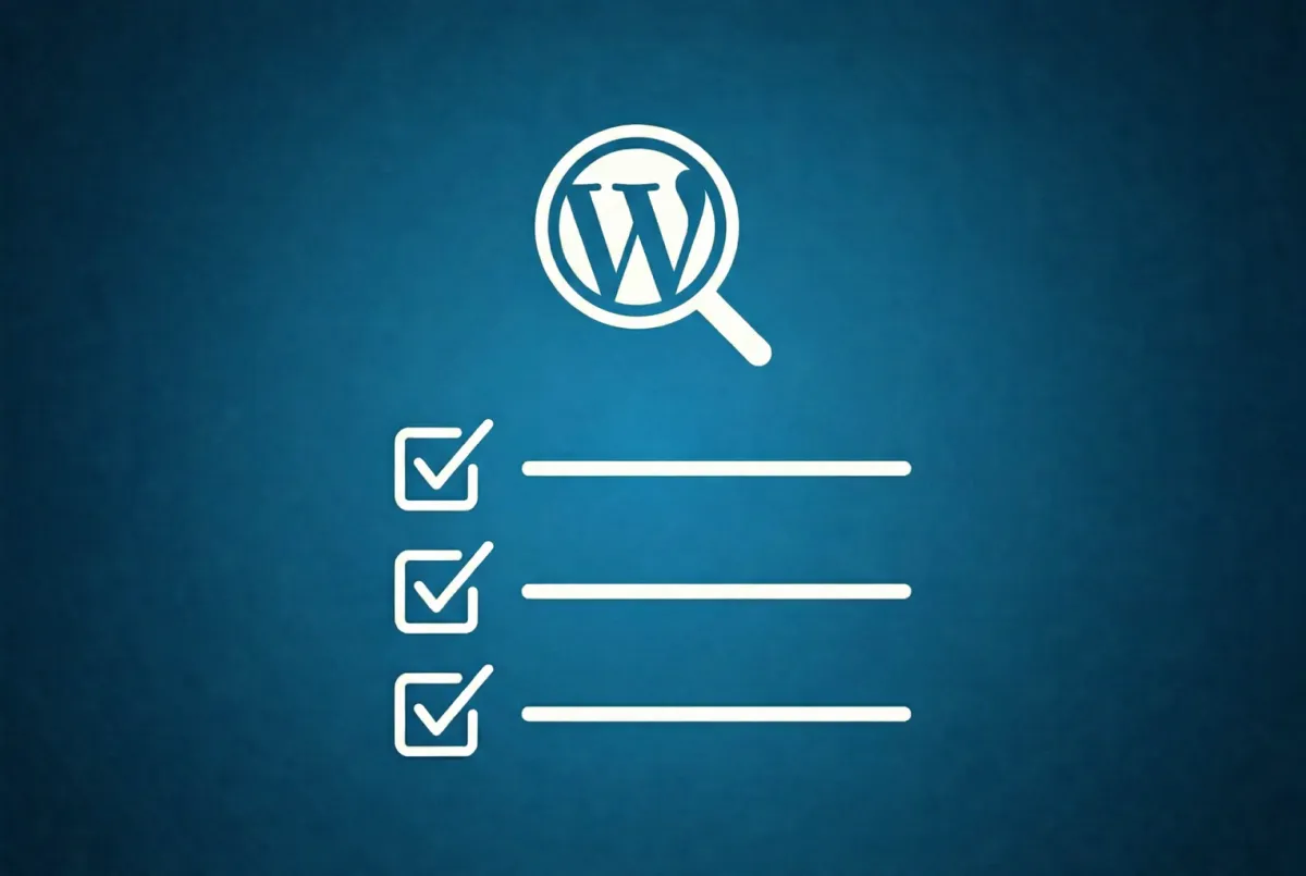 WordPress logo met 3 witte checkmarks