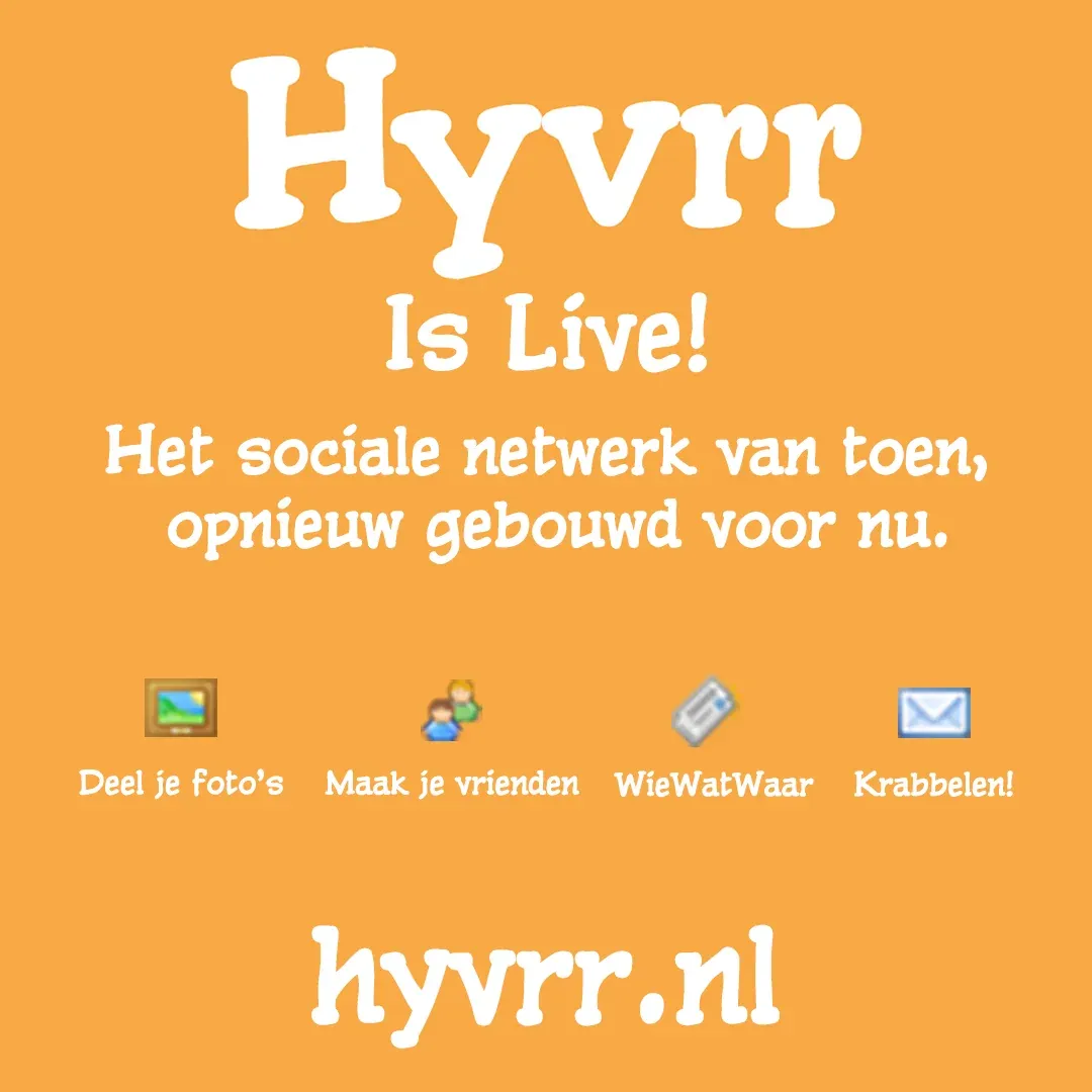Hyvrr Facebook post over de herrijzenis van Hyves in 2026
