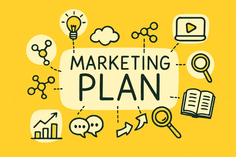 marketing plan illlustratie geel