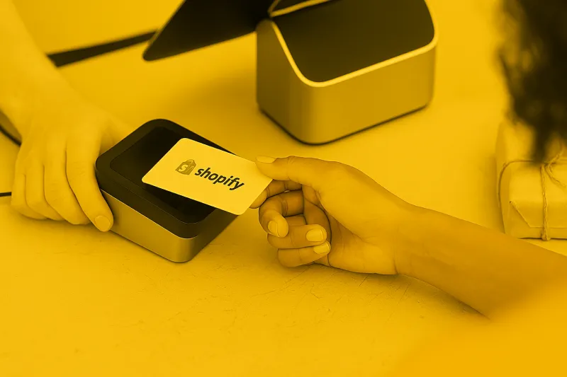 Persoon rekent af met Shopify POS