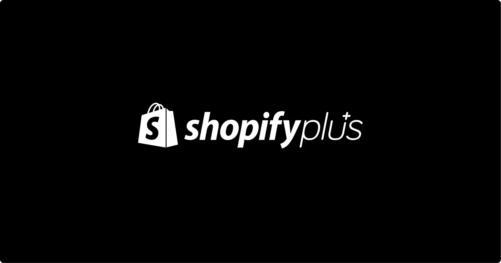 Wit Shopify Plus logo op zwarte achtergrond