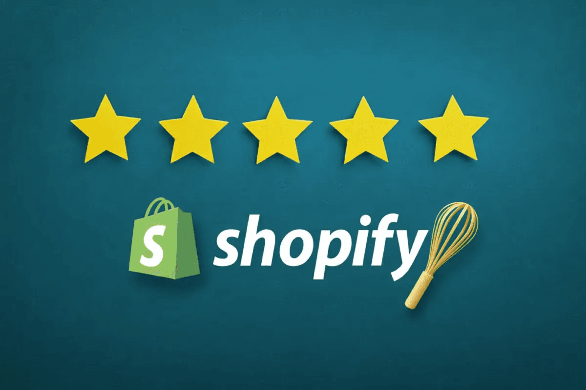 5 gele sterren, Shopify logo met gele opklopper