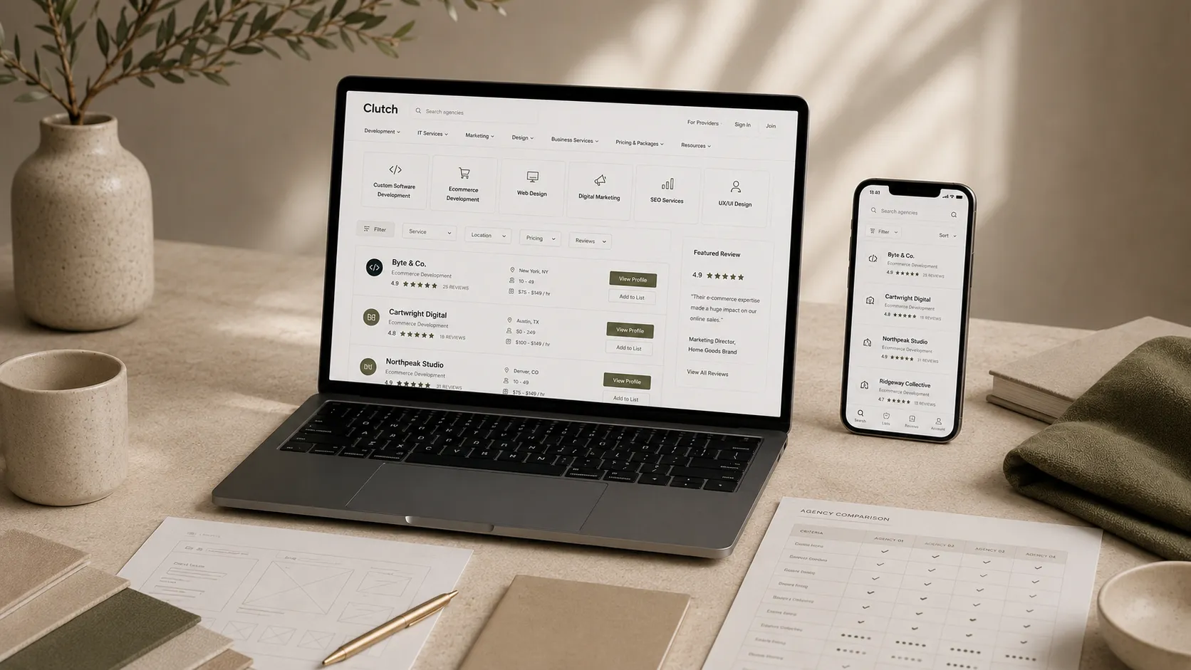 Clutch e-commerce bureaus vergelijken: zo kies je het juiste bureau voor je webshop