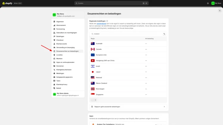 Stap 14: Belastingen en btw-regels configureren in de instellingen