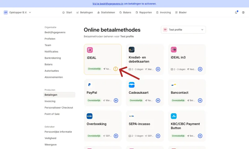 iDEAL status staat nu op actief
