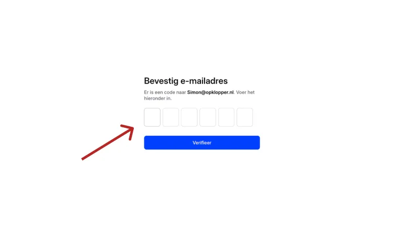 Verificatiecode invoeren Mollie