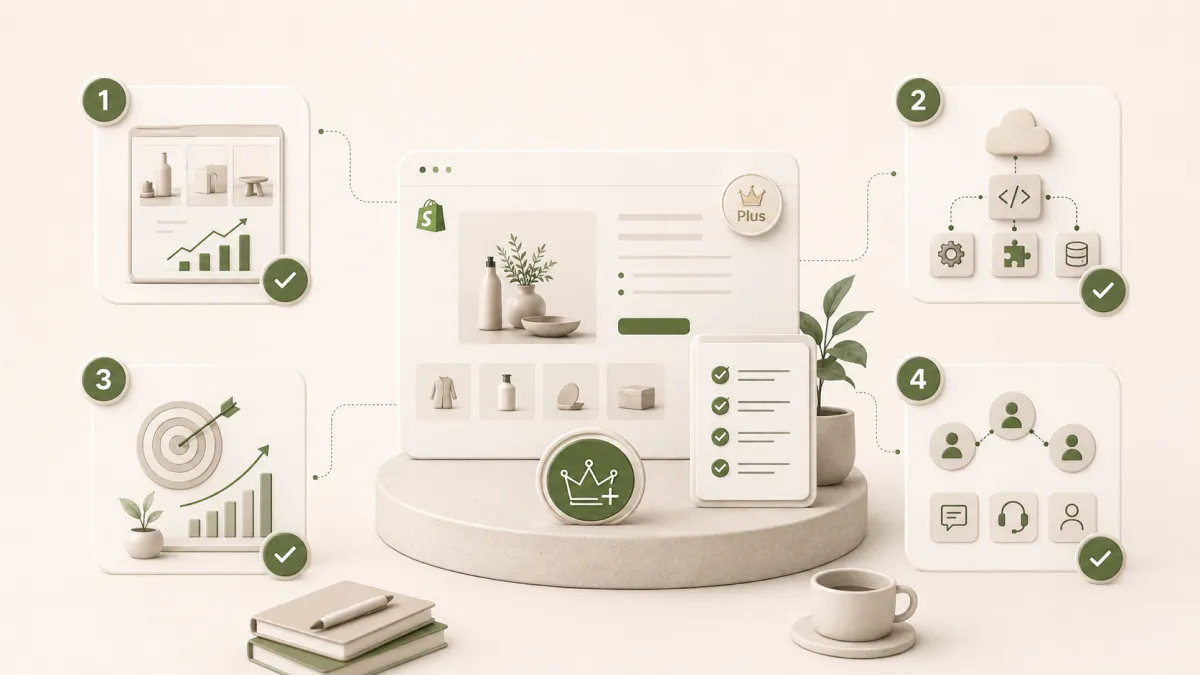 3D-illustratie met strategische tips voor het selecteren van een Shopify partner.