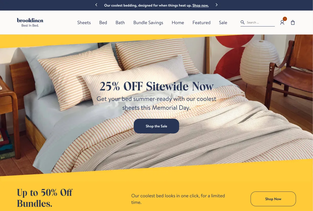 Shopify webshop voorbeeld - De reviews en social proof van Brooklinen