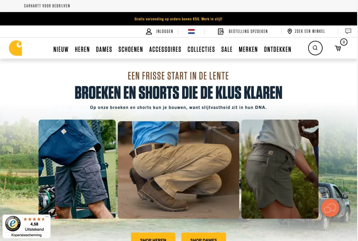Shopify webshop voorbeeld - De B2B portal van Carhartt