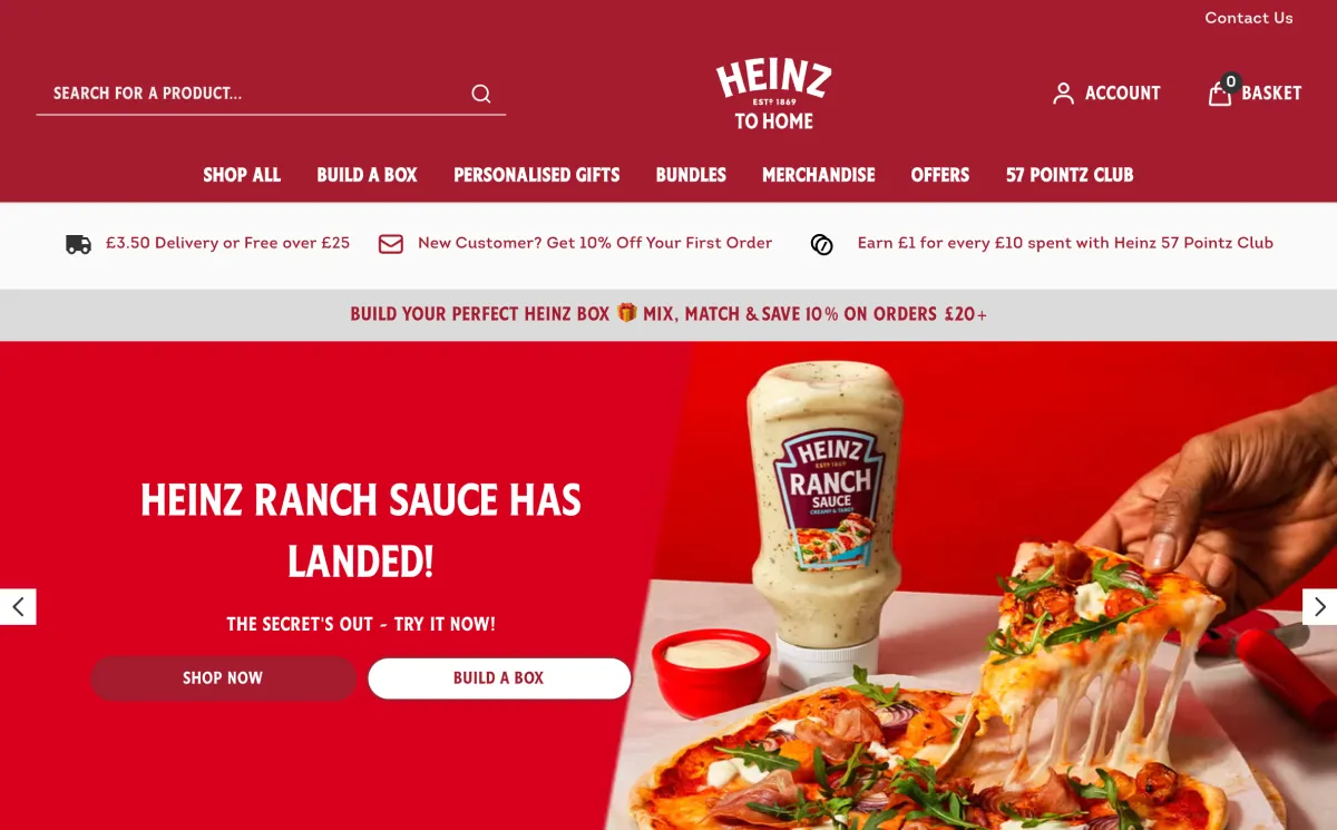 Shopify webshop voorbeeld - De D2C webshop omgeving van Heinz