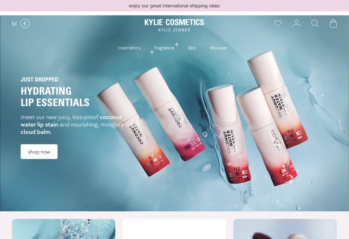 Shopify webshop voorbeeld - Het cosmeticashopplan van Kylie Cosmetics
