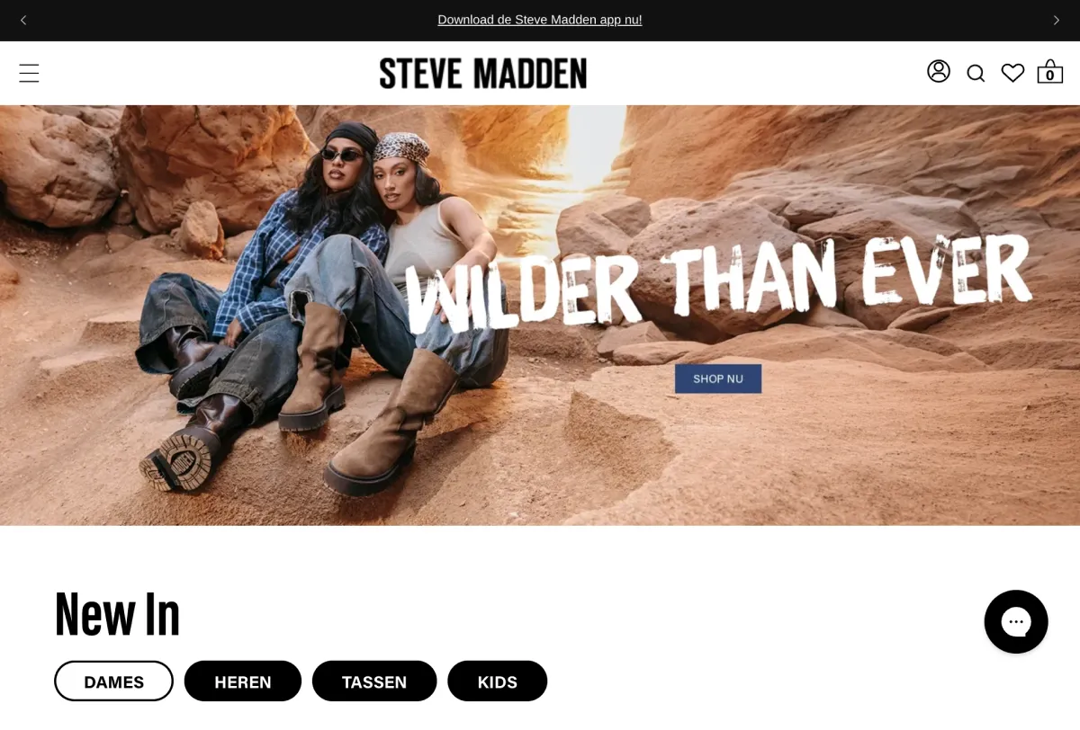 Shopify webshop voorbeeld - De internationale markt-architectuur van Steve Madden