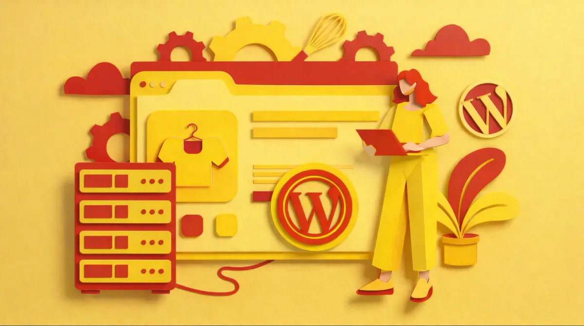 Illustratie met papier effect over WordPress hosting