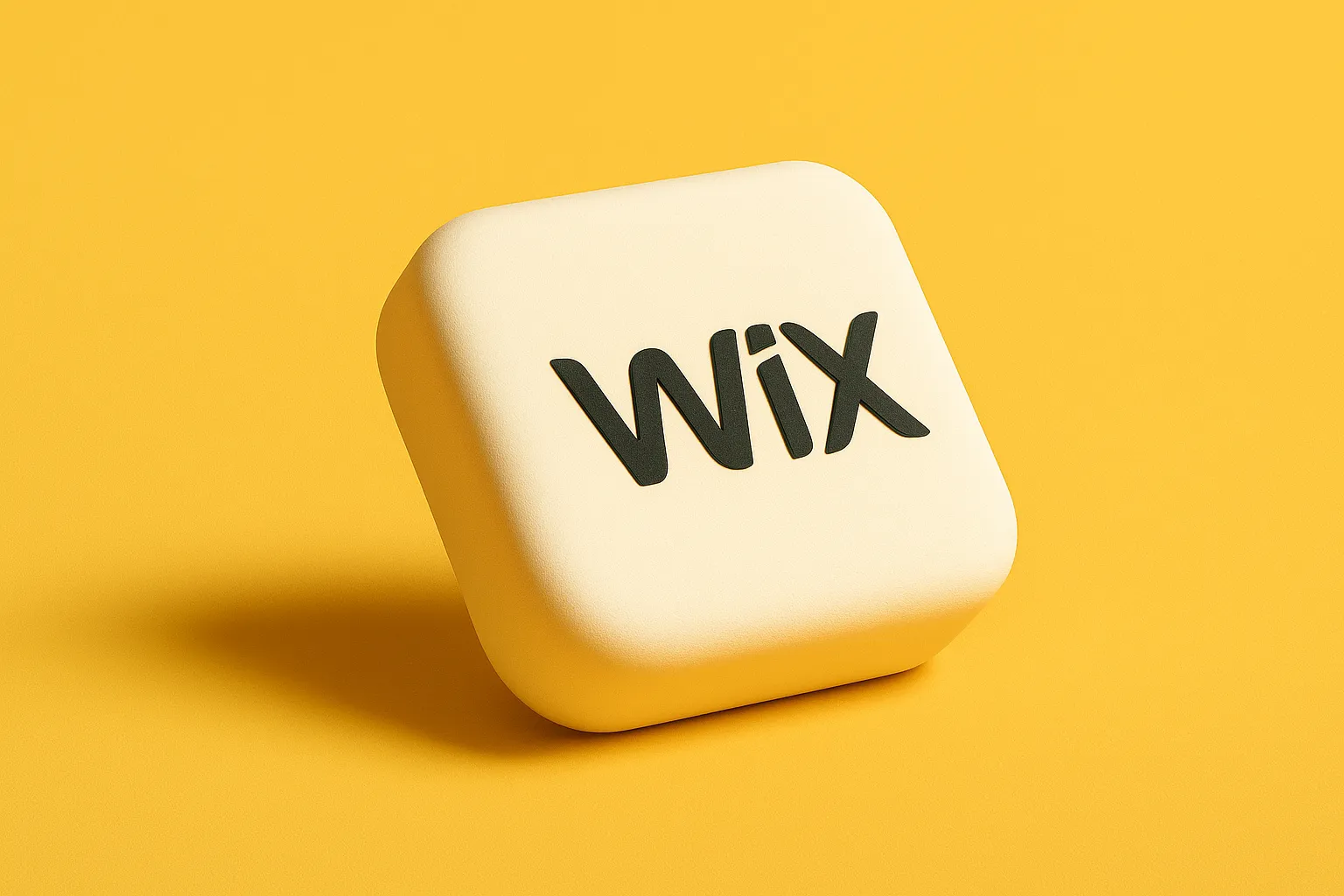 3D-pictogram met het wix-logo op gele achtergrond 