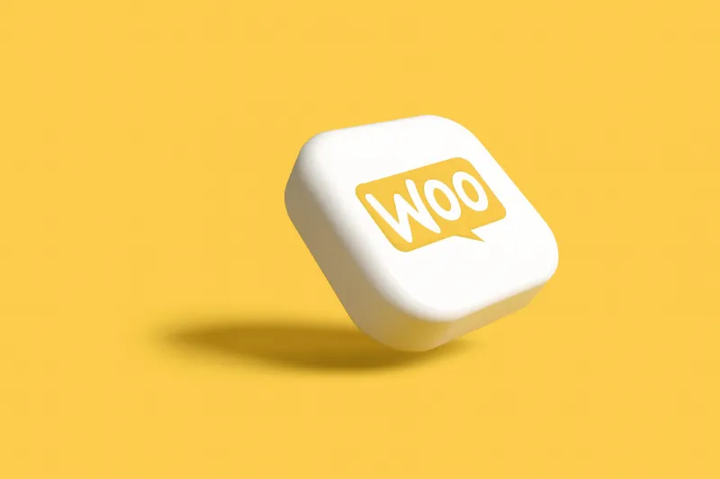 WooCommerce logo 3d met gele achtergrond